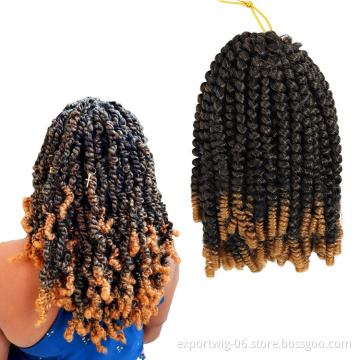 8inch Small Crochet Braids Passion Twist Hair Mixed Color Synthetic Braiding Hair For Spring Twist Hair Extension